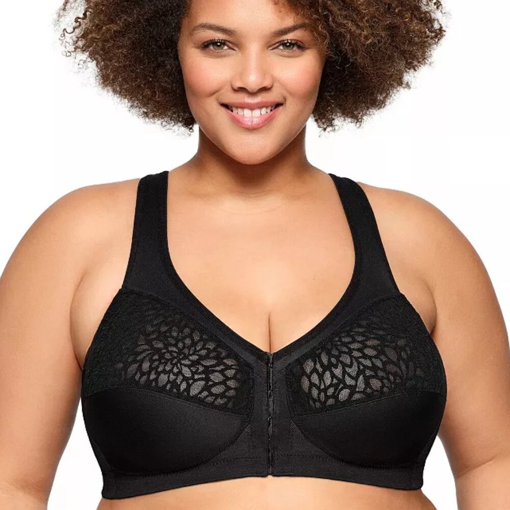 NEW Glamorise 1206 MagicLift Front Close Wirefree Racerback Bra Black 40D